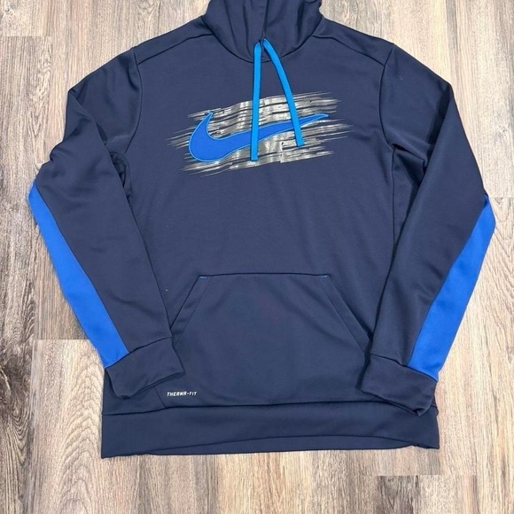 Nike Other - Nike Men's Therma-Fit Center Swoosh Hoodie Large Blue Fleece Active Performance
